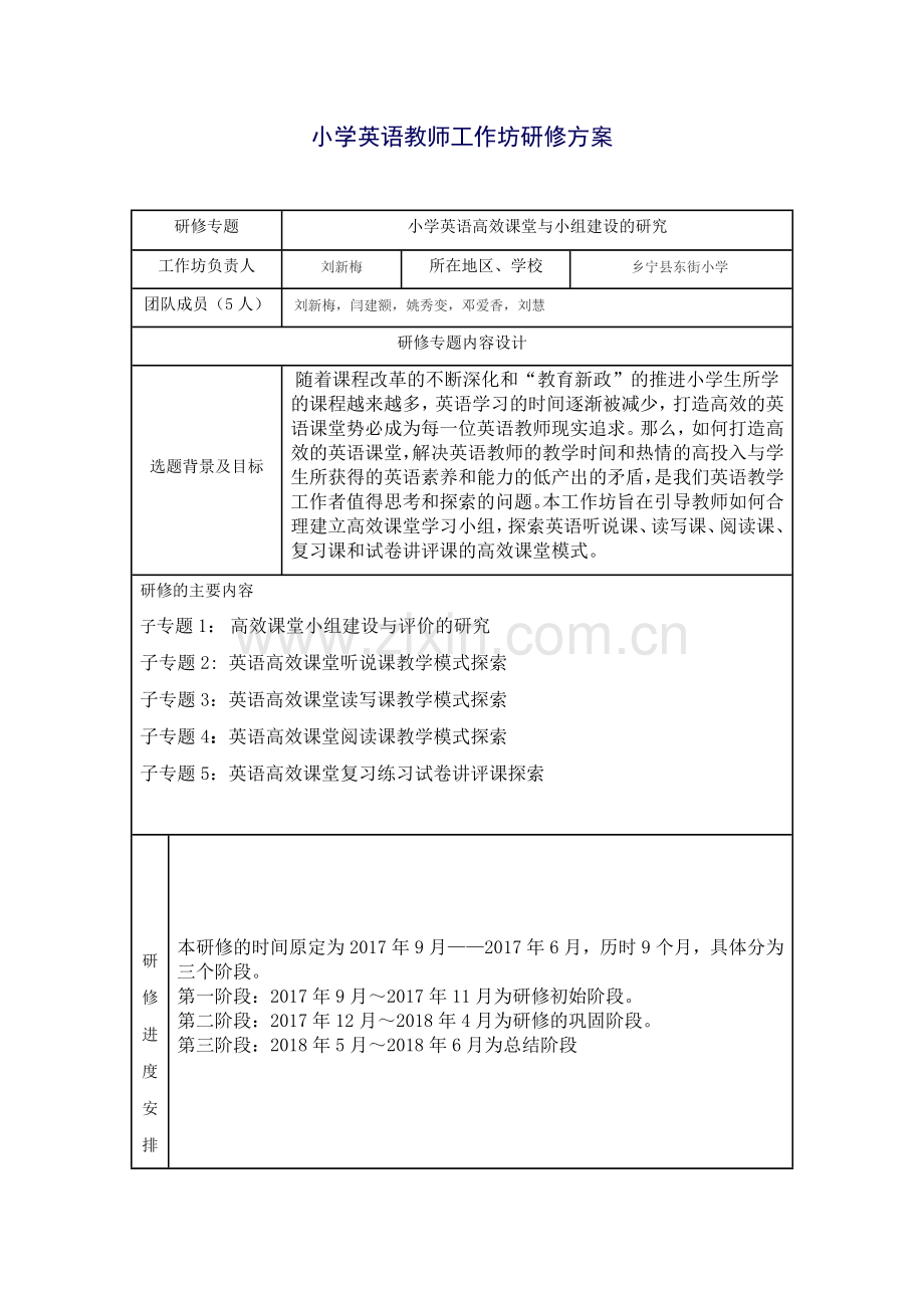 小学英语教师工作坊研修方案刘新梅.docx_第1页