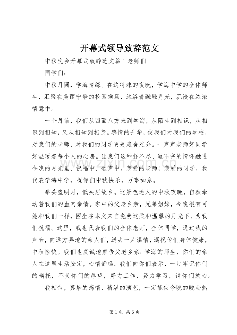 开幕式领导演讲致辞范文.docx_第1页