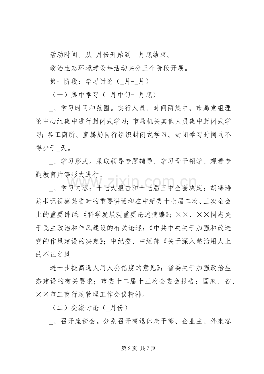 工商局政治生态优化年活动实施方案.docx_第2页