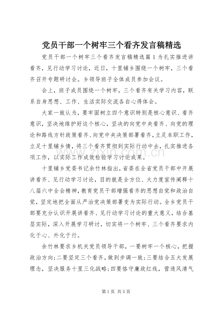 党员干部一个树牢三个看齐发言稿.docx_第1页