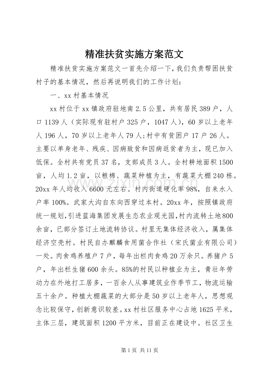 精准扶贫方案范文.docx_第1页