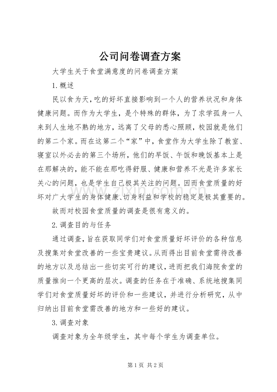 公司问卷调查实施方案 .docx_第1页