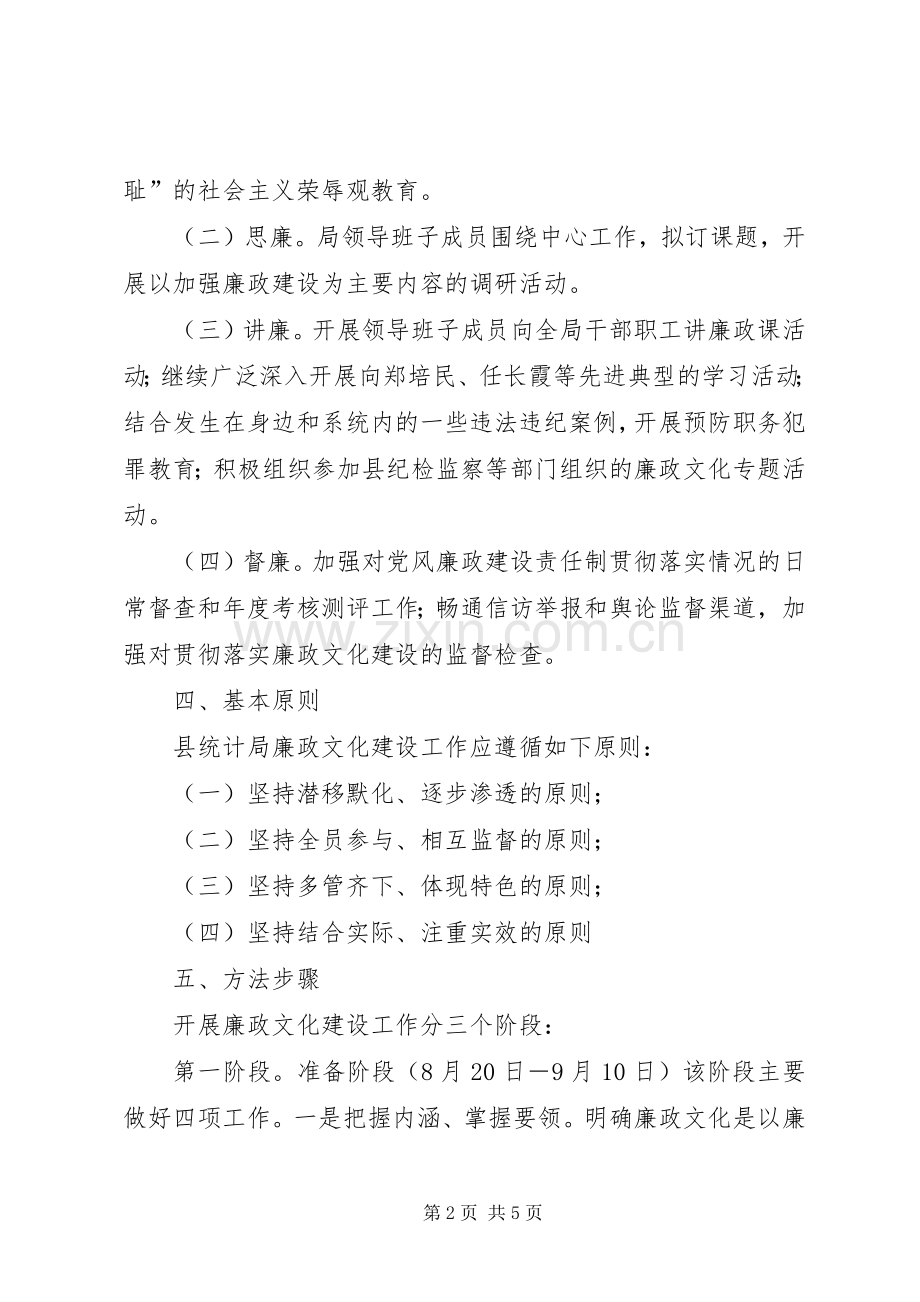 统计局廉政文化建设工作实施方案(县).docx_第2页