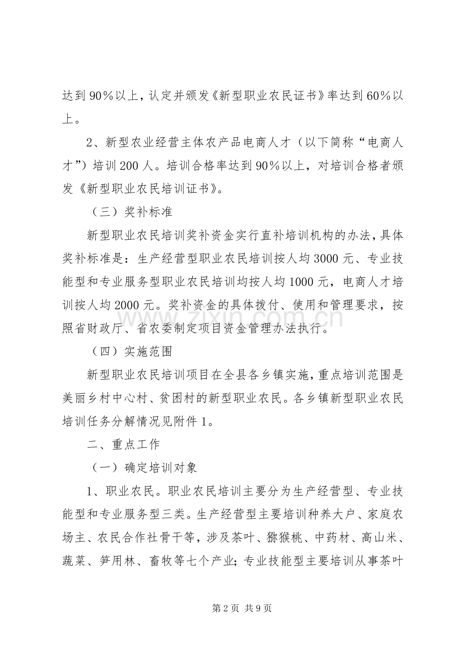 XX年新型职业农民培训工作实施方案.docx_第2页