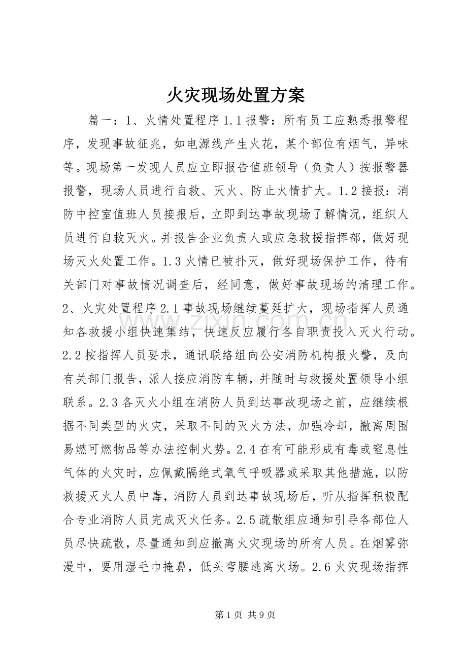 火灾现场处置实施方案.docx_第1页