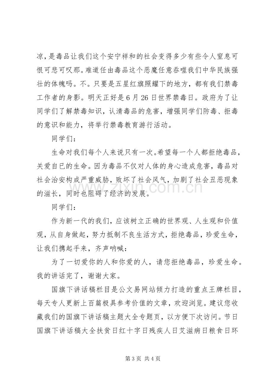 禁毒国旗讲话稿2篇.docx_第3页