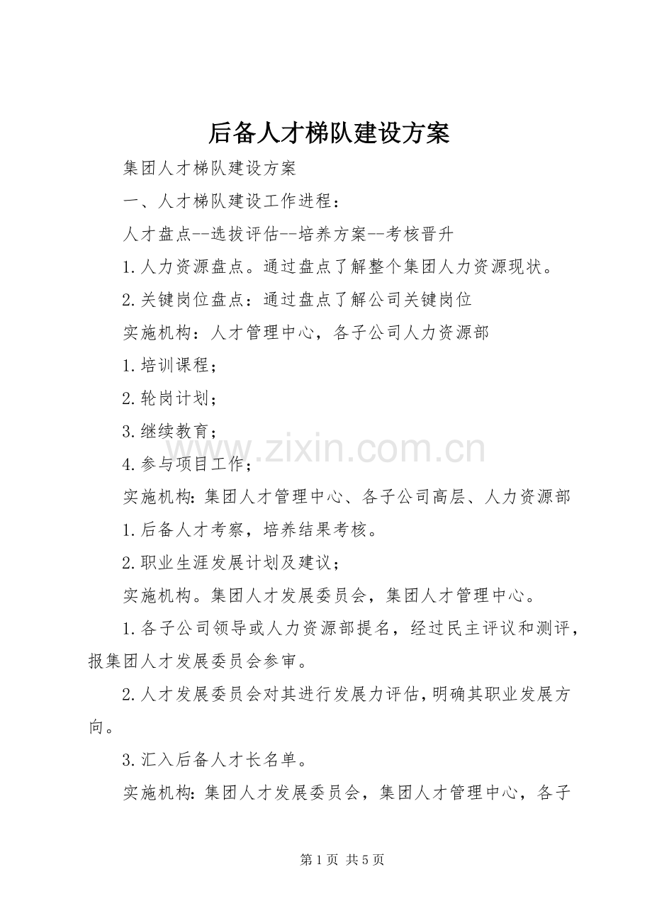 后备人才梯队建设实施方案 .docx_第1页