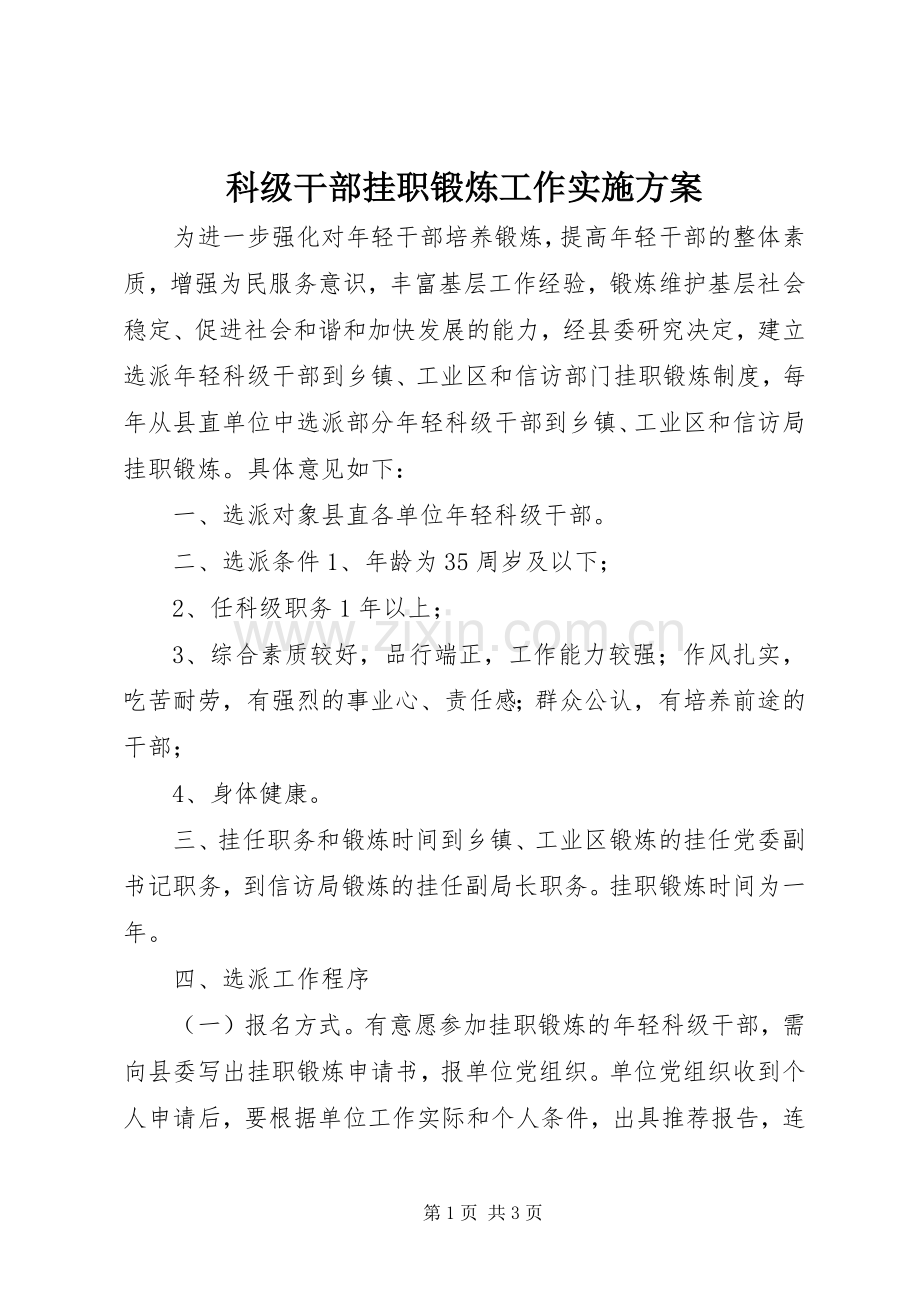 科级干部挂职锻炼工作方案.docx_第1页