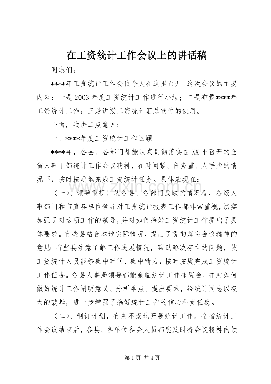 在工资统计工作会议上的讲话稿.docx_第1页