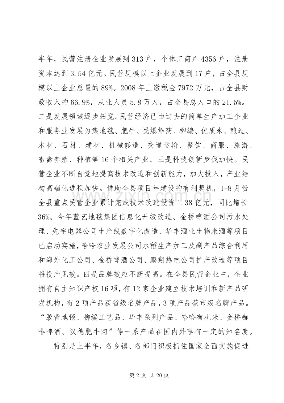 县长在民营经济动员会发言.docx_第2页