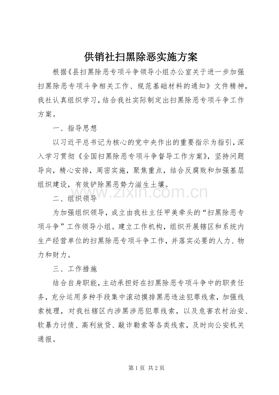 供销社扫黑除恶方案.docx_第1页