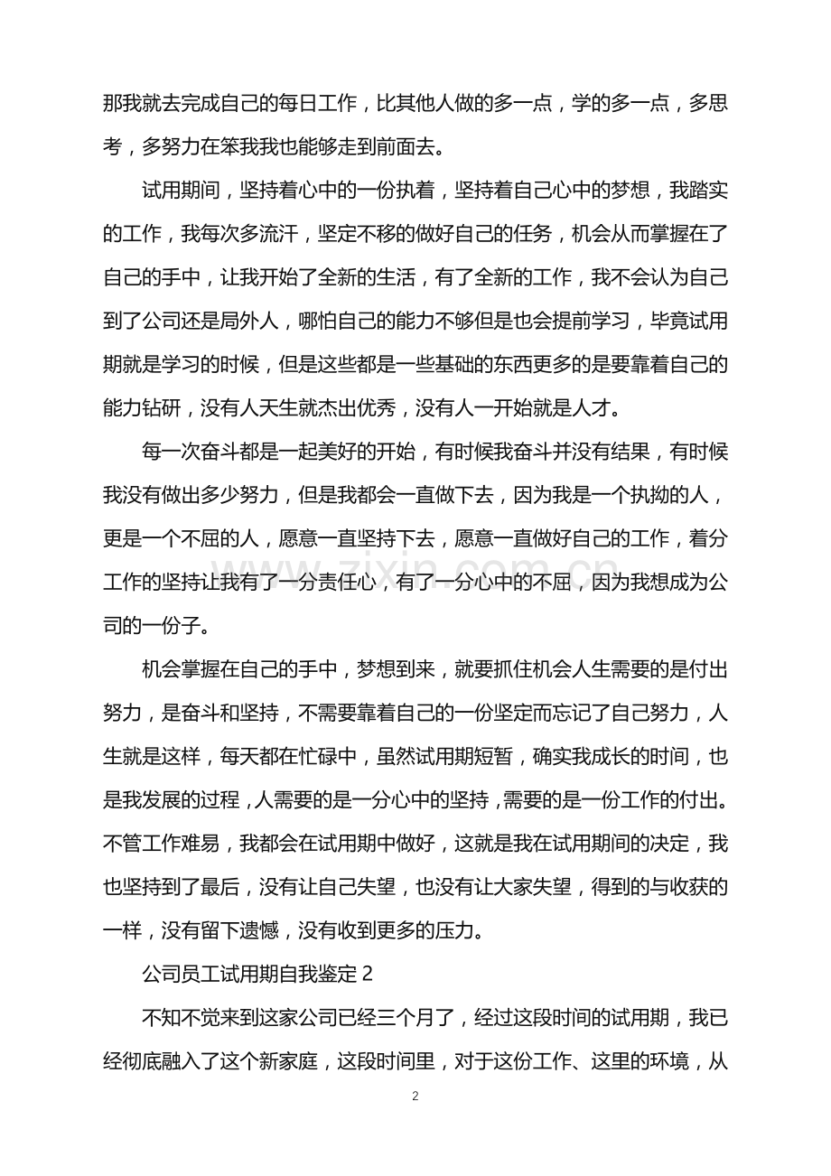 2022年公司员工试用期自我鉴定.doc_第2页