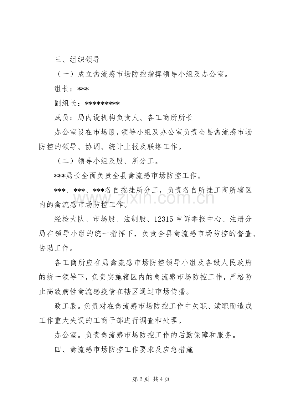 工商局禽流感市场防控应急处理预案.docx_第2页