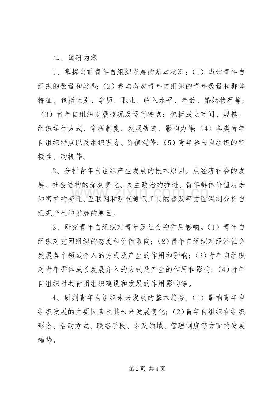 青年自组织调研指导实施方案.docx_第2页