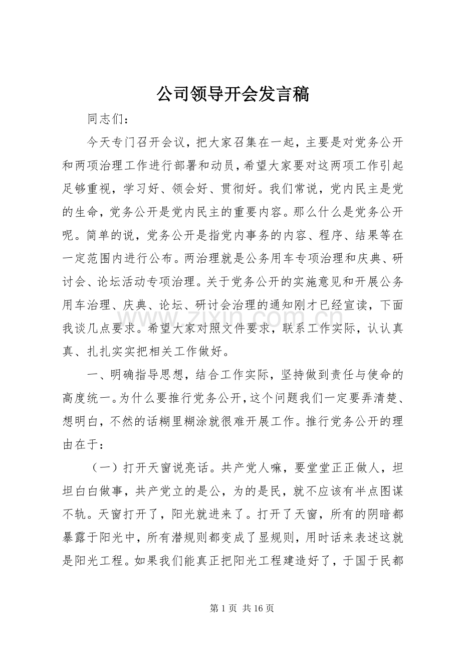 公司领导开会发言.docx_第1页