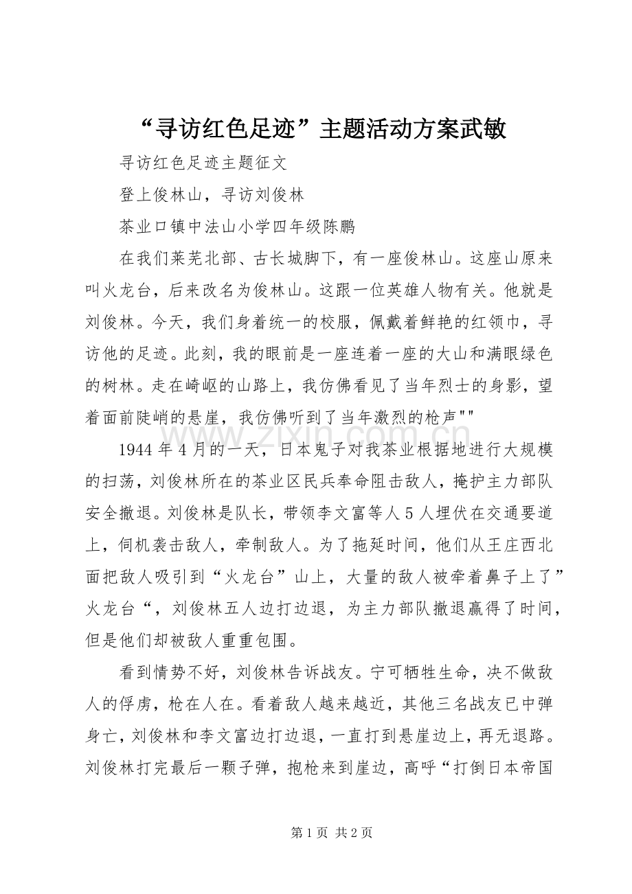 “寻访红色足迹”主题活动实施方案武敏 .docx_第1页