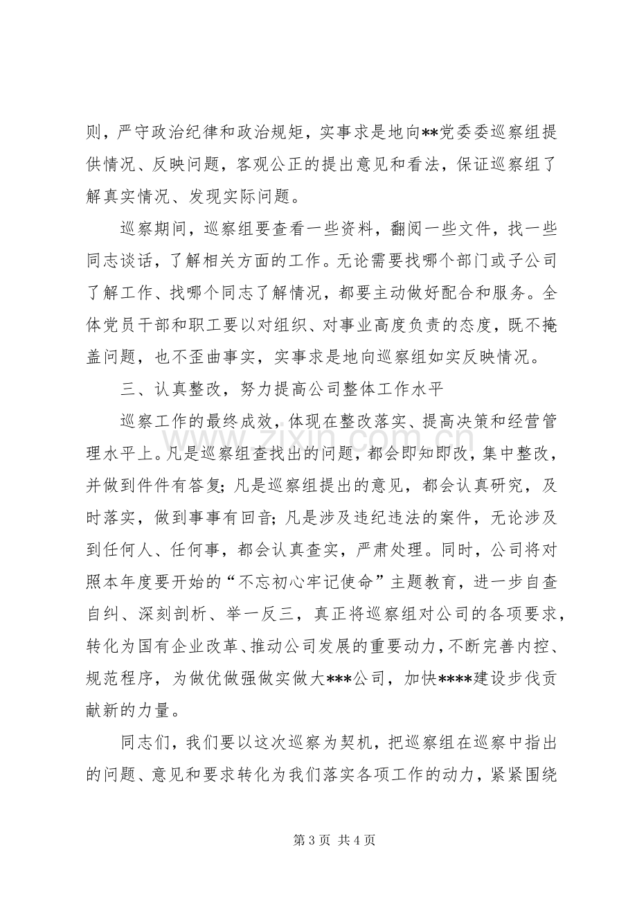 在巡察公司党委动员大会上的表态发言.docx_第3页