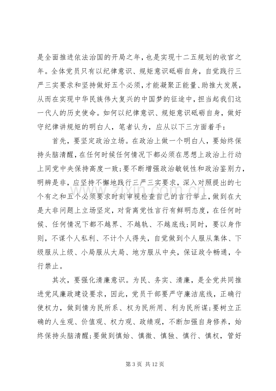 领导讲规矩有纪律做纪律合格的明白人发言稿.docx_第3页