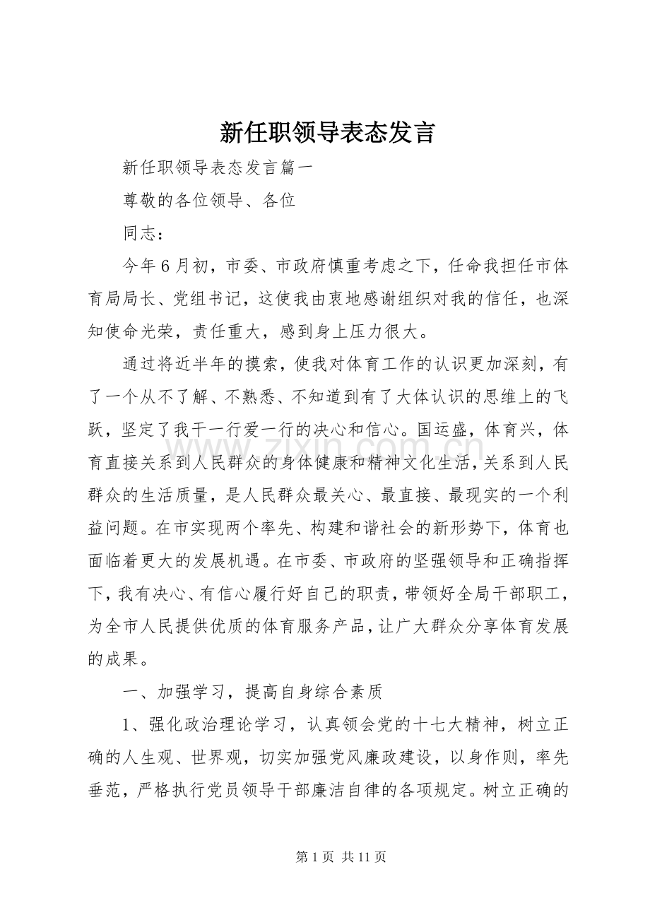 新任职领导表态发言.docx_第1页