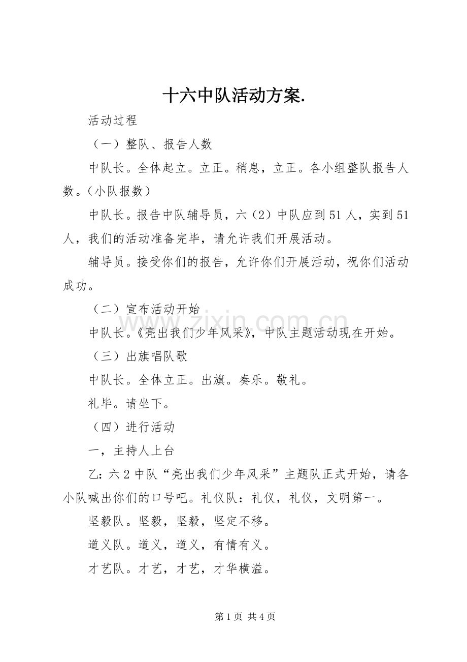 十六中队活动实施方案. .docx_第1页