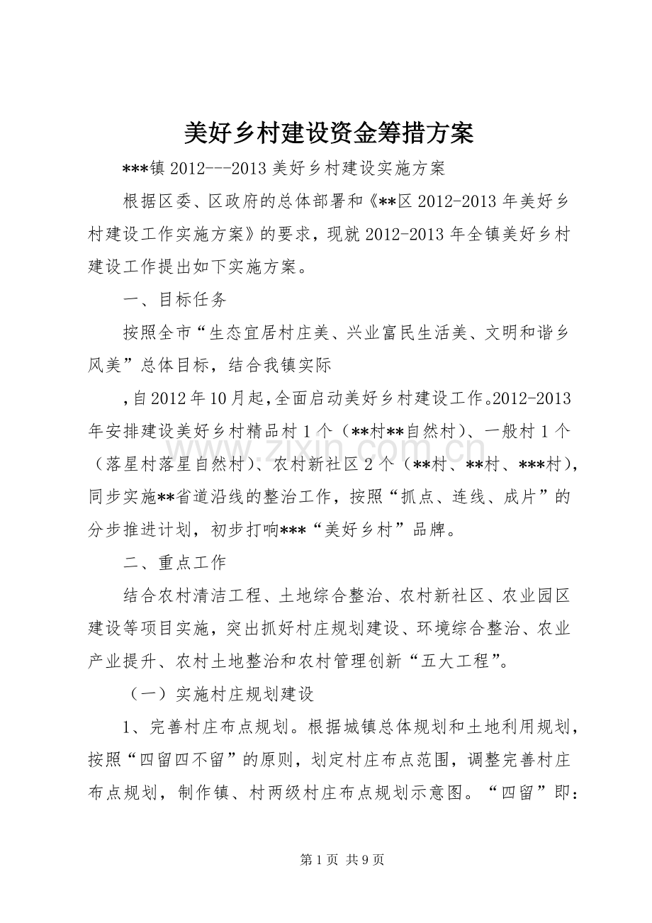 美好乡村建设资金筹措实施方案.docx_第1页