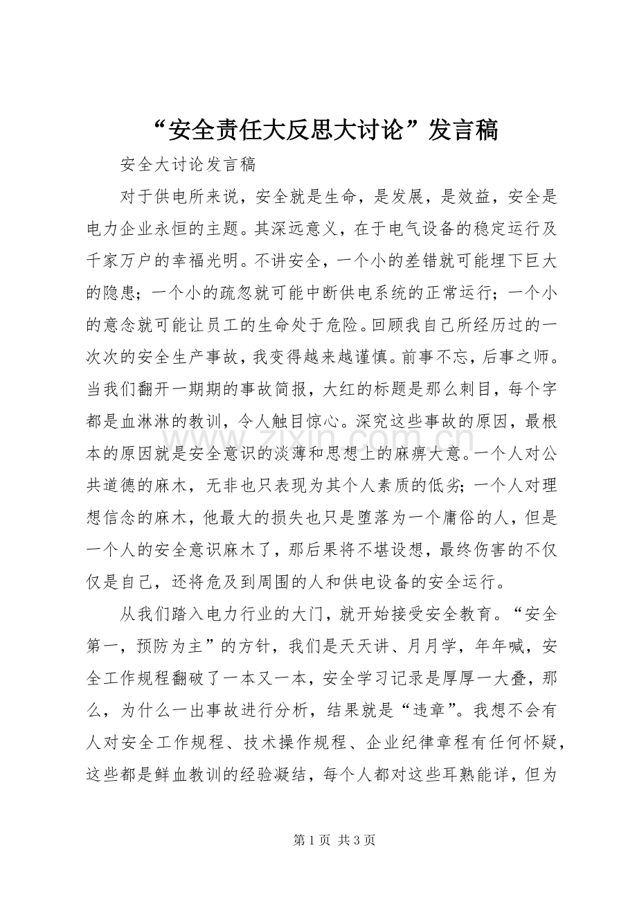 “安全责任大反思大讨论”发言.docx_第1页