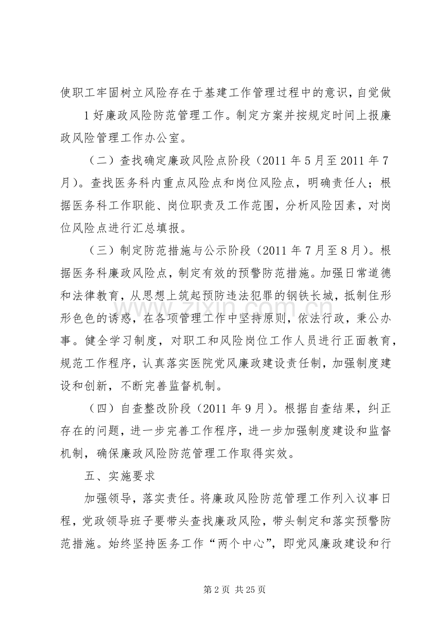 医务科廉政风险防范管理工作方案.docx_第2页