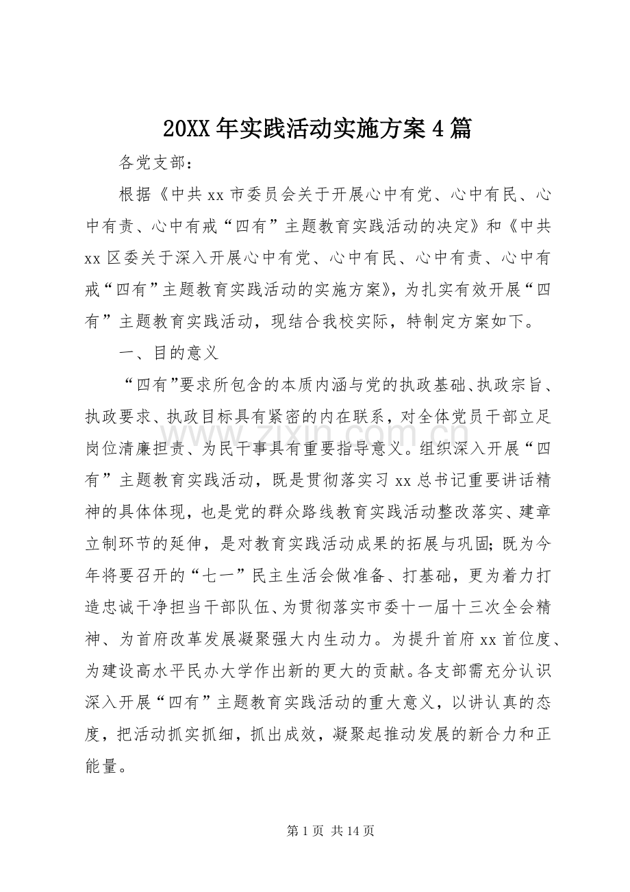 XX年实践活动方案篇.docx_第1页