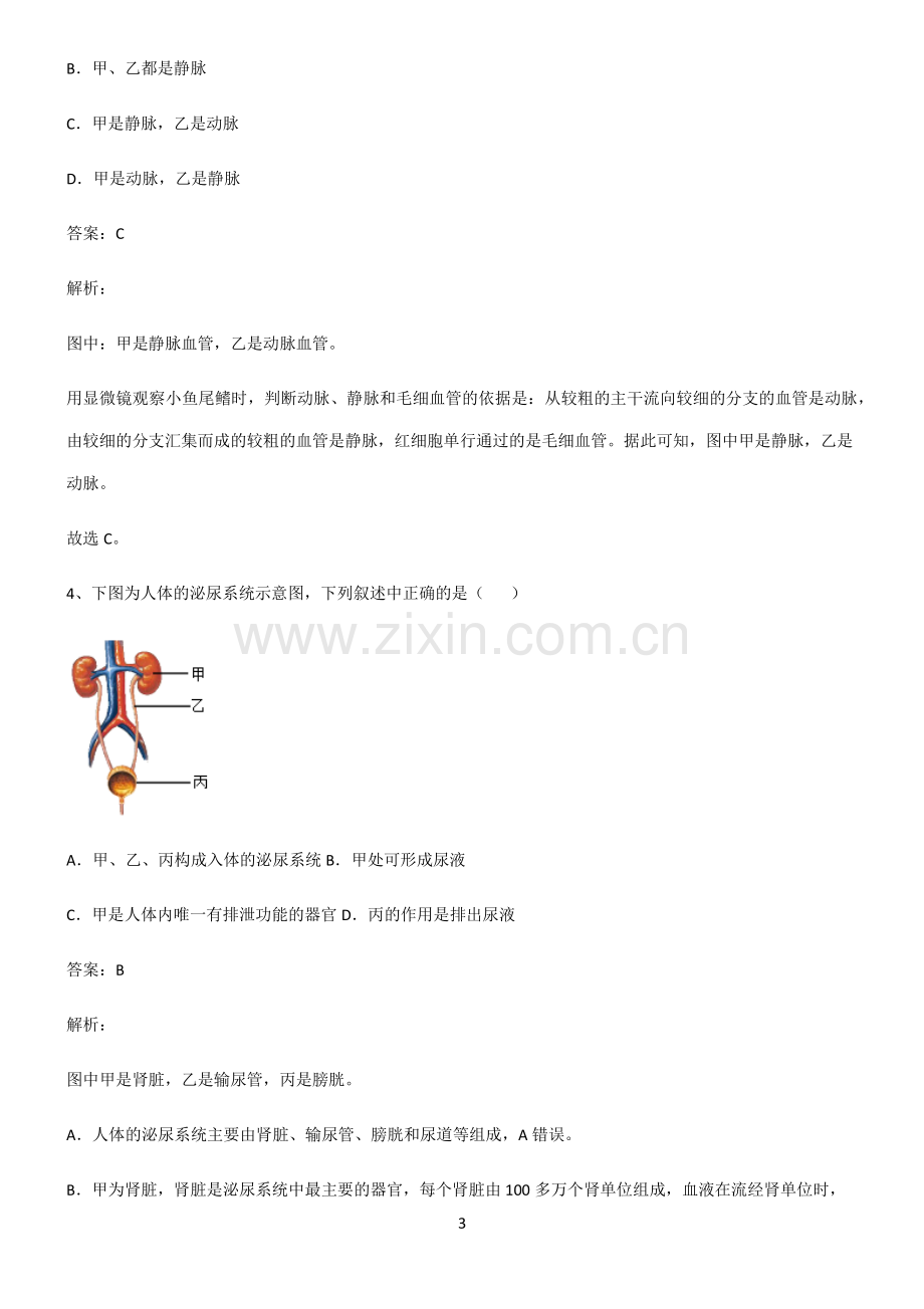 2022届初中生物生物圈中的人重点知识归纳.pdf_第3页