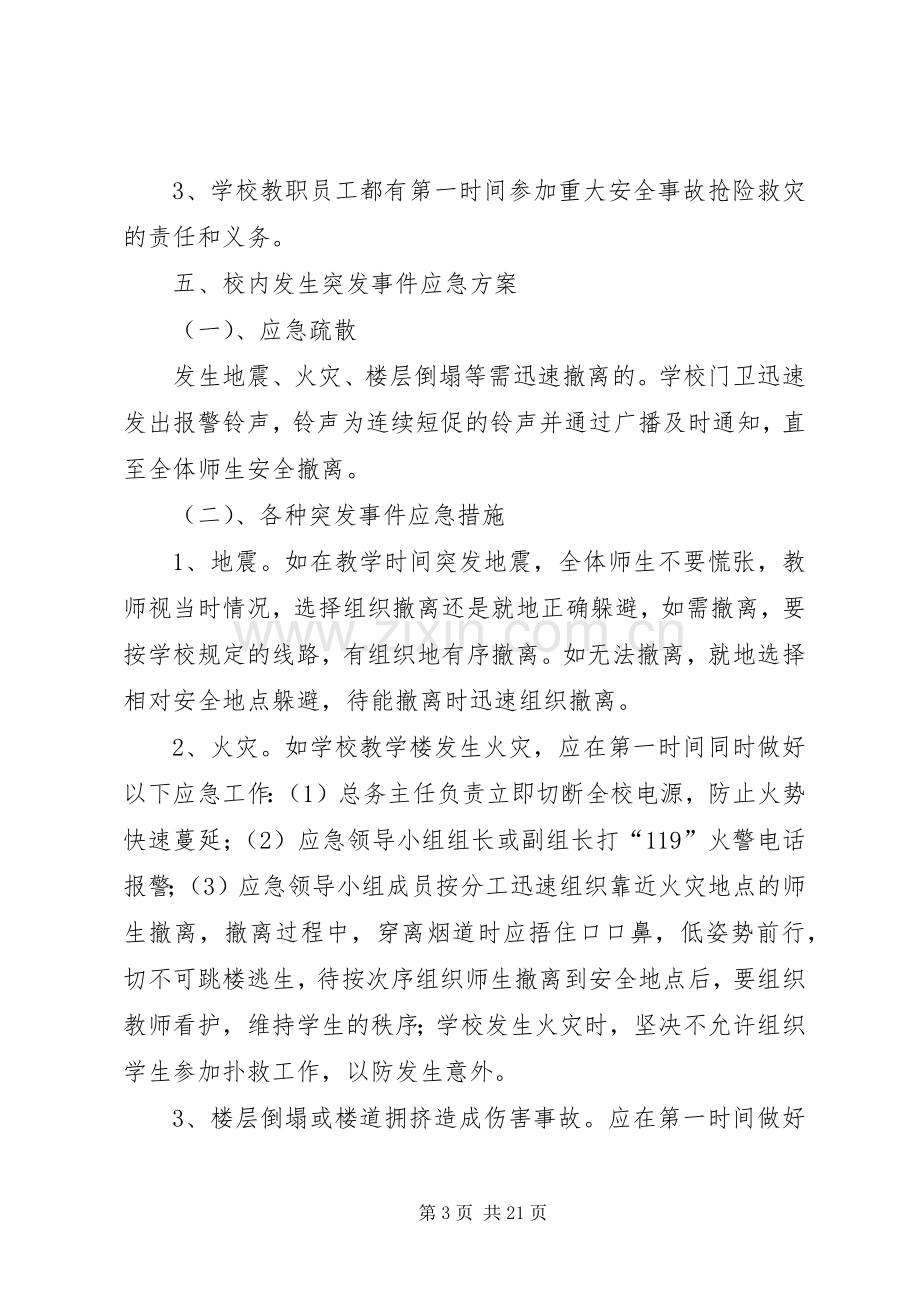 学校重大安全事故预防措施和应急处理实施方案.docx_第3页