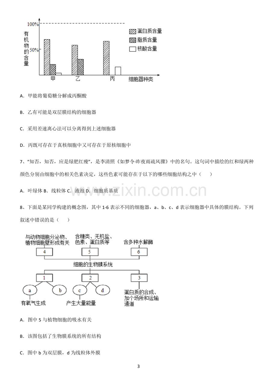 (文末附答案)人教版2022年高中生物第三章细胞的基本构成重难点归纳.pdf_第3页