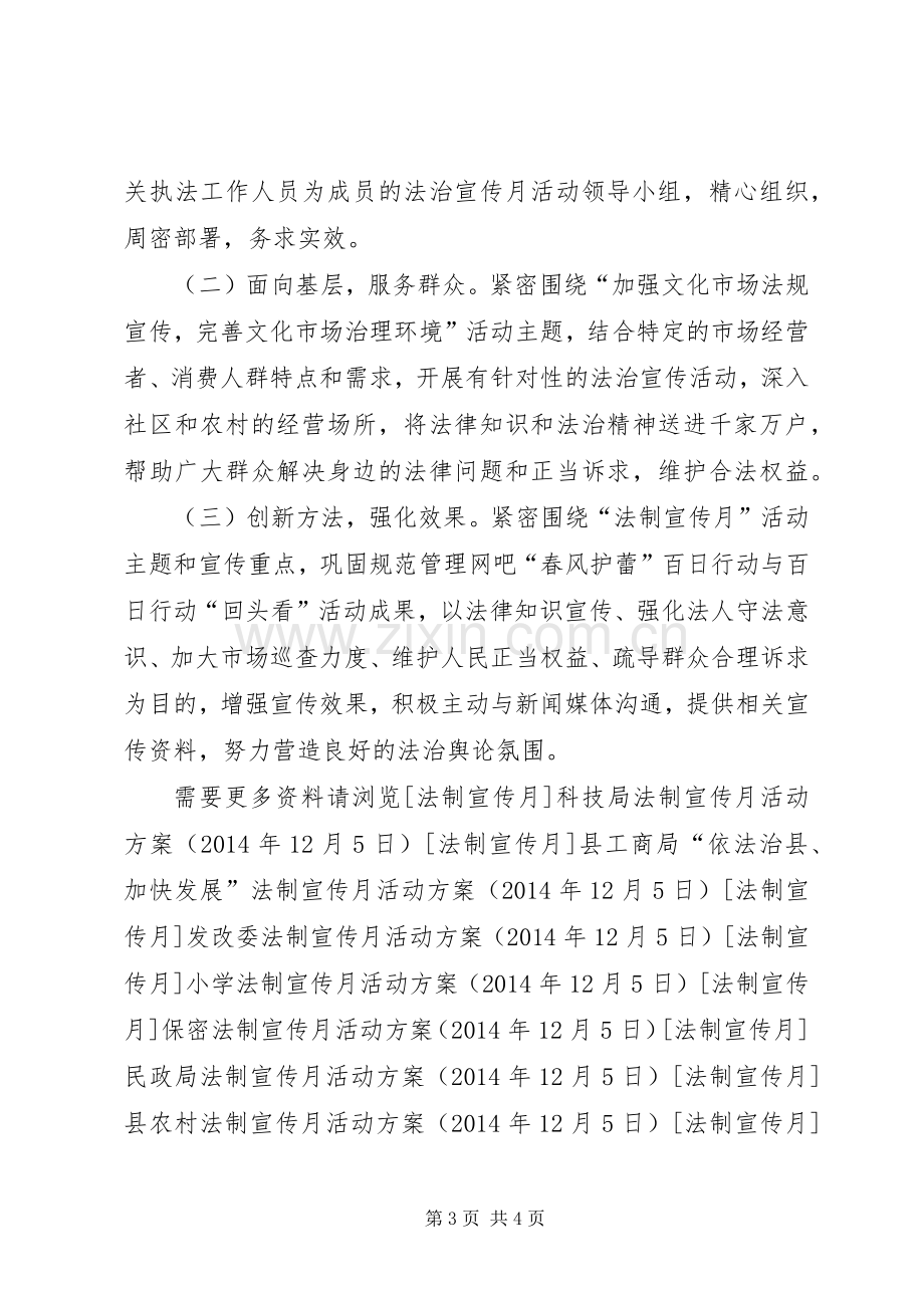 县文化局法制宣传月活动实施方案.docx_第3页