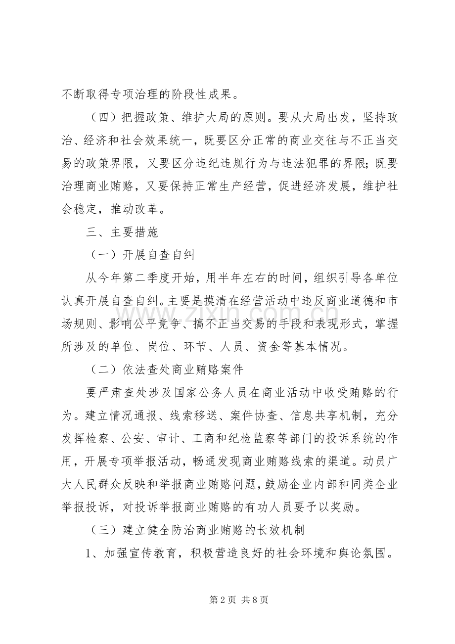 关于开展治理商业贿赂专项工作的实施方案 .docx_第2页