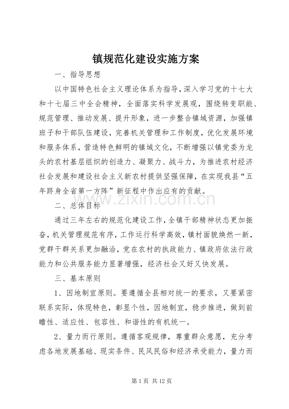 镇规范化建设方案.docx_第1页