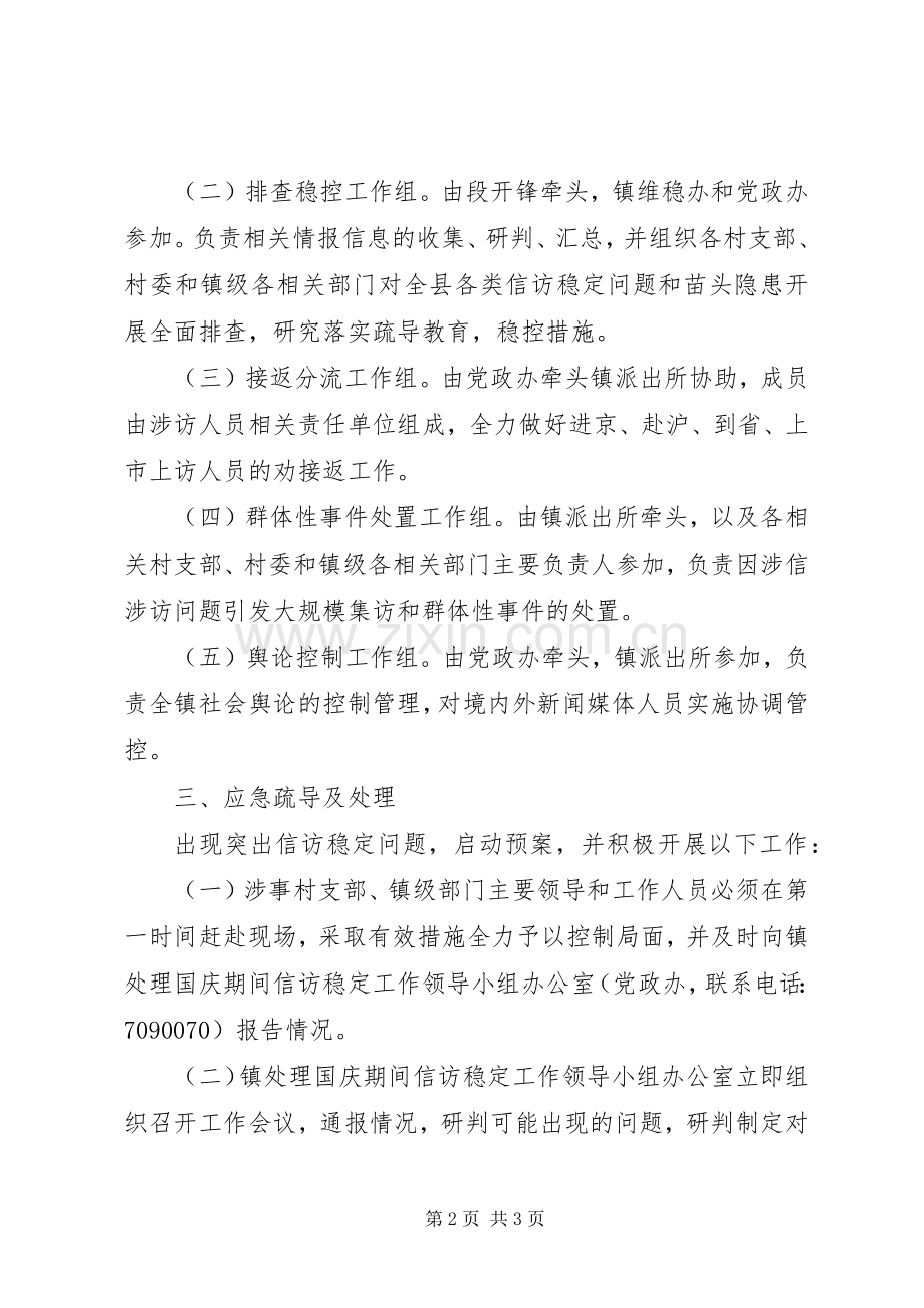 乡镇国庆期间信访稳定工作应急预案.docx_第2页