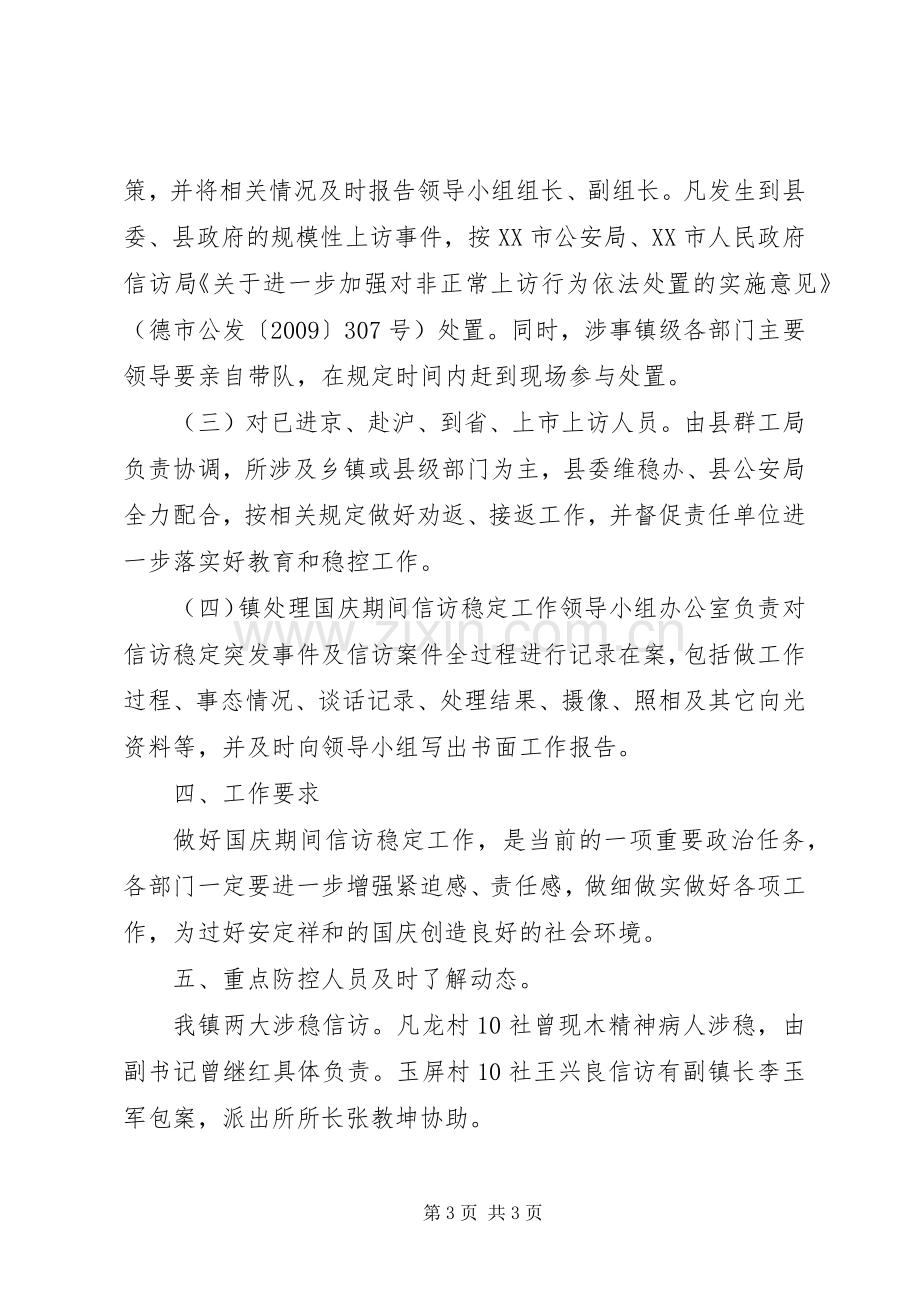 乡镇国庆期间信访稳定工作应急预案.docx_第3页