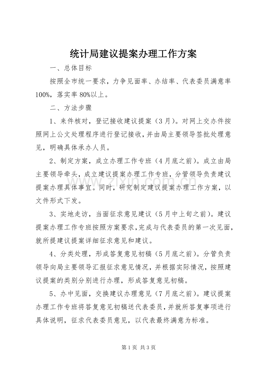 统计局建议提案办理工作实施方案.docx_第1页