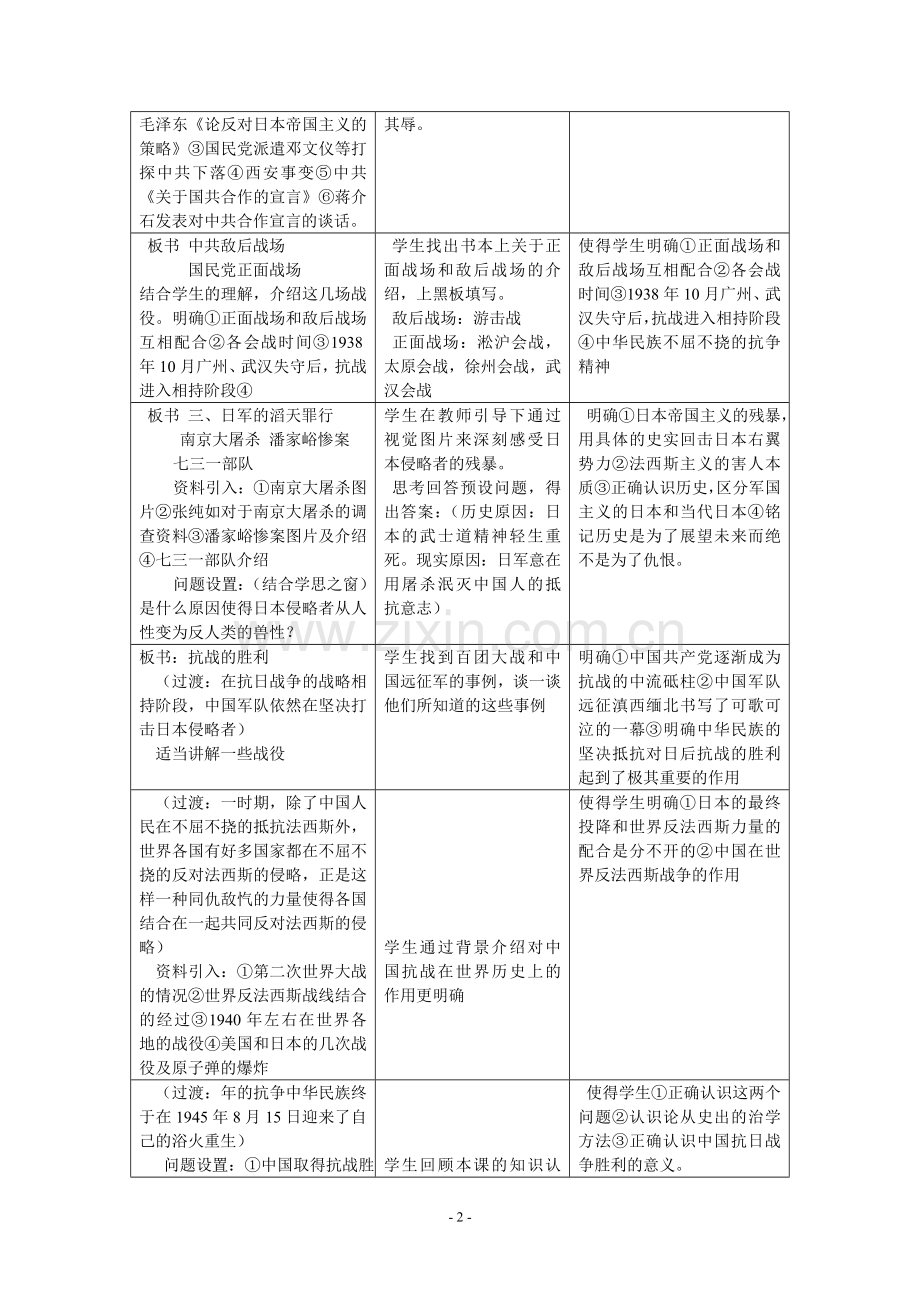 历史教学设计-必修一第四单元抗日战争.doc_第2页