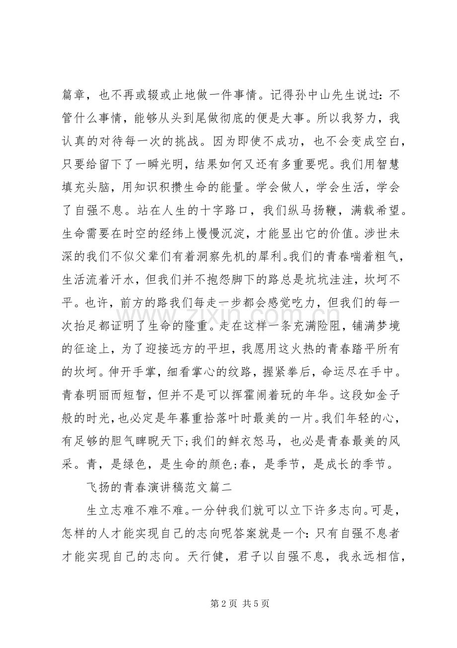 飞扬的青春演讲稿范文三篇.docx_第2页