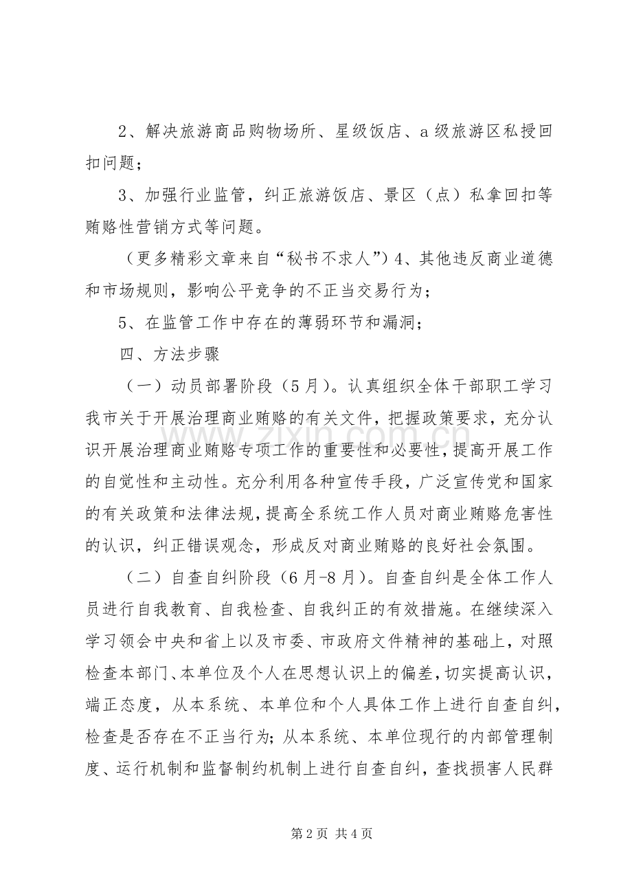 旅游系统治理商业贿赂专项工作方案 .docx_第2页