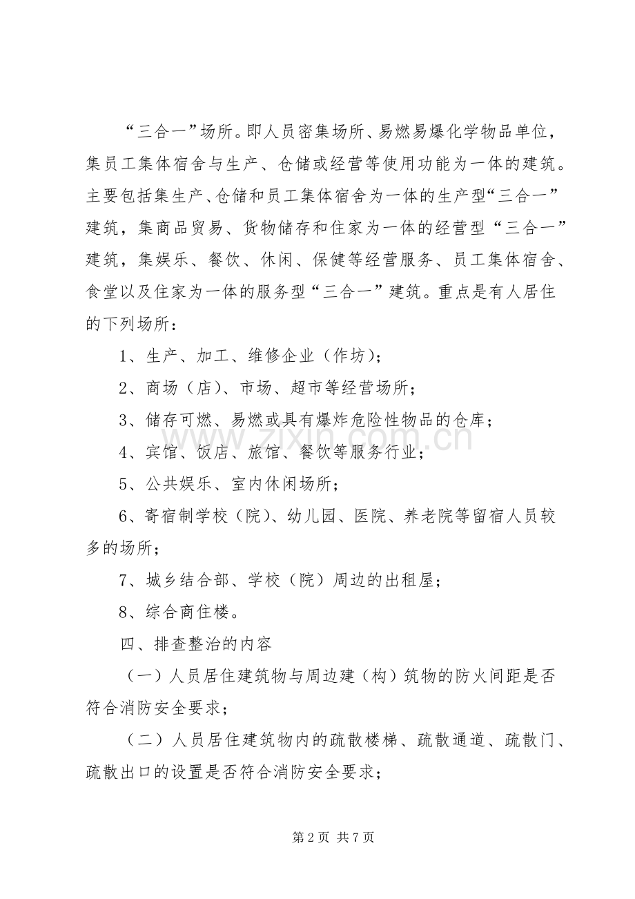 区三合一场所火灾隐患排查整治专项行动实施方案 .docx_第2页