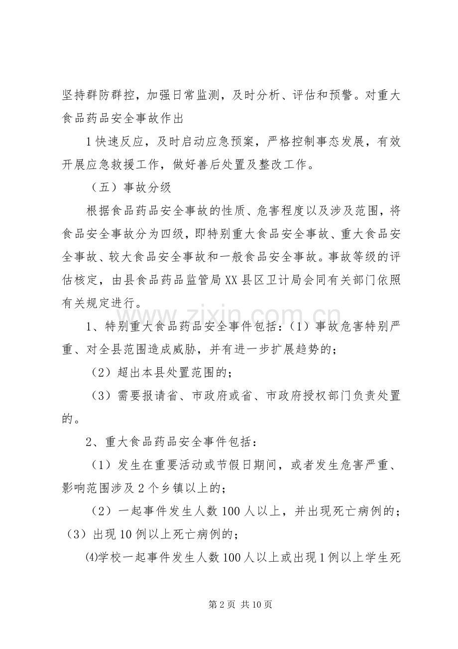 XX县食品药品安全突发事件应急处理预案.docx_第2页