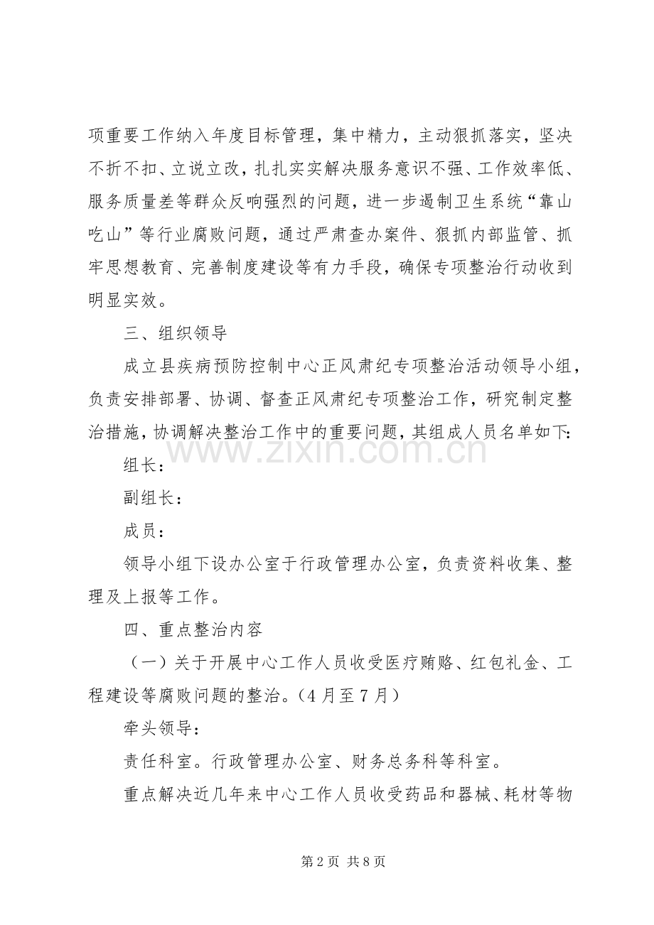 疾控中心正风肃纪专项整治实施方案.docx_第2页