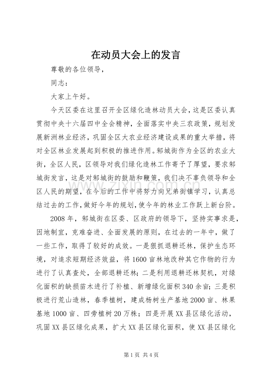 在动员大会上的发言稿.docx_第1页