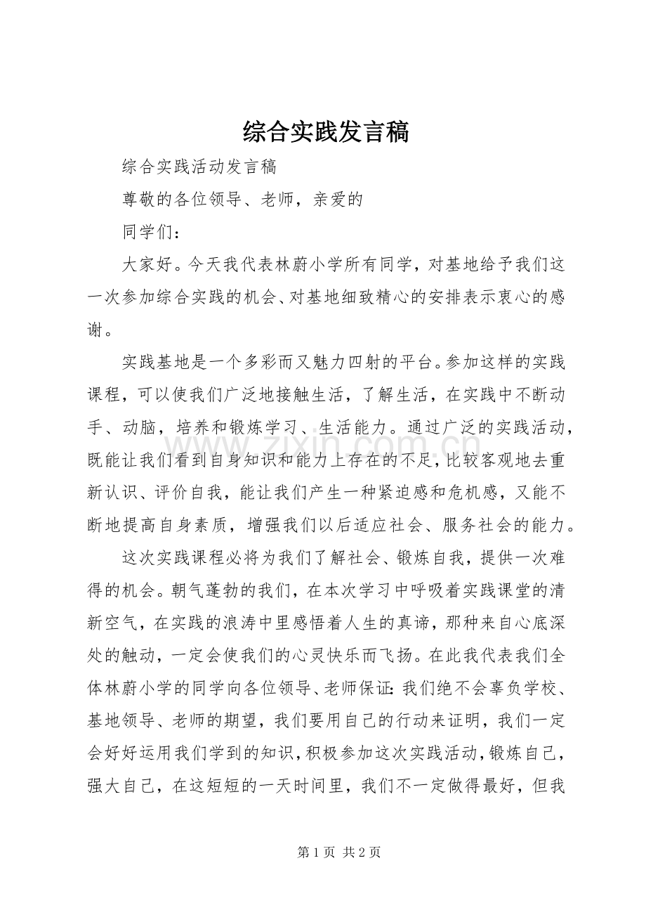 综合实践发言稿范文.docx_第1页