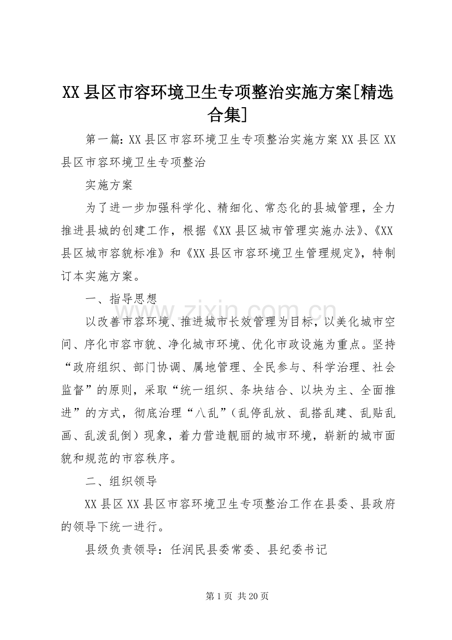 XX县区市容环境卫生专项整治方案[合集].docx_第1页