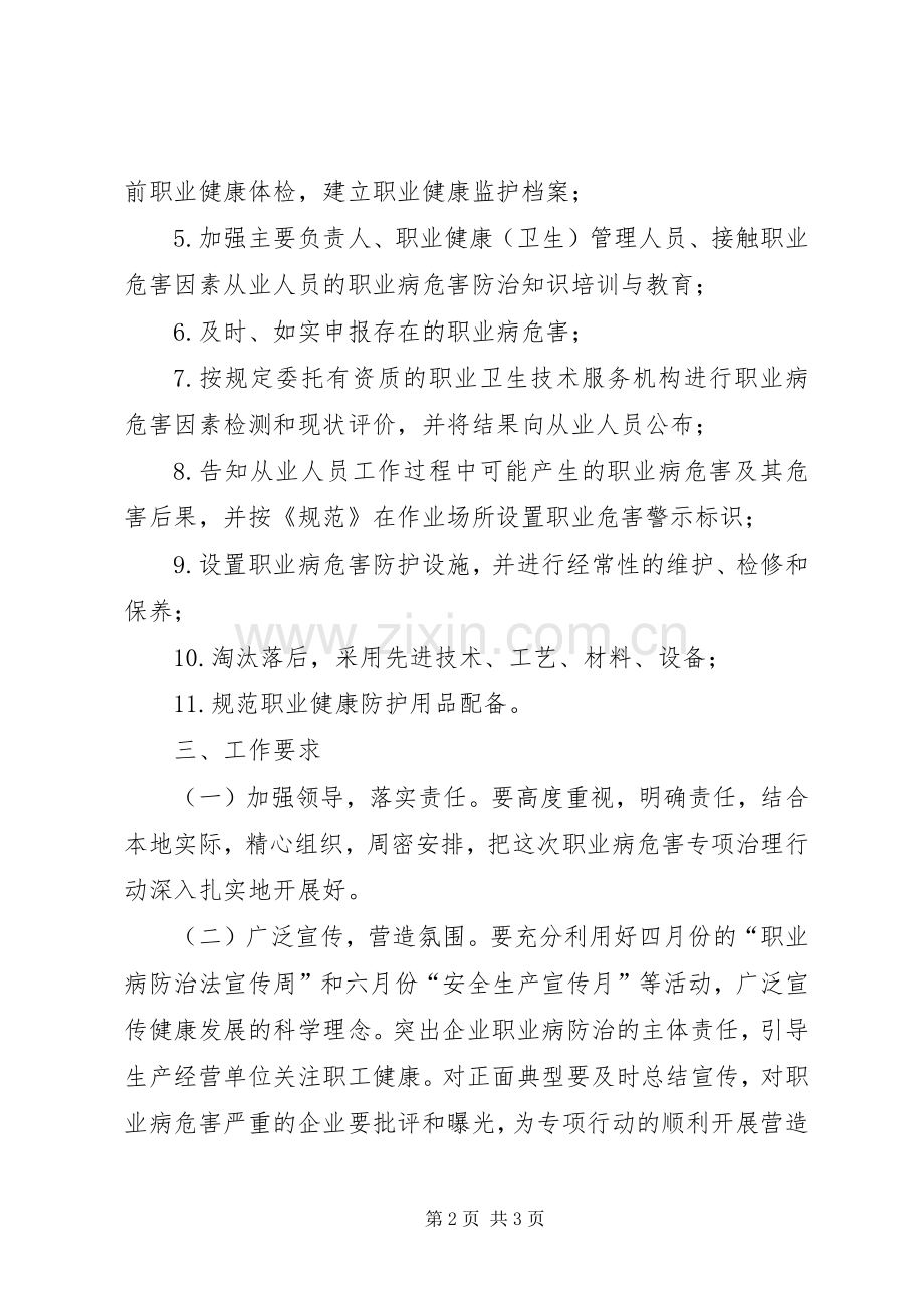 全区职业病危害专项治理行动方案.docx_第2页