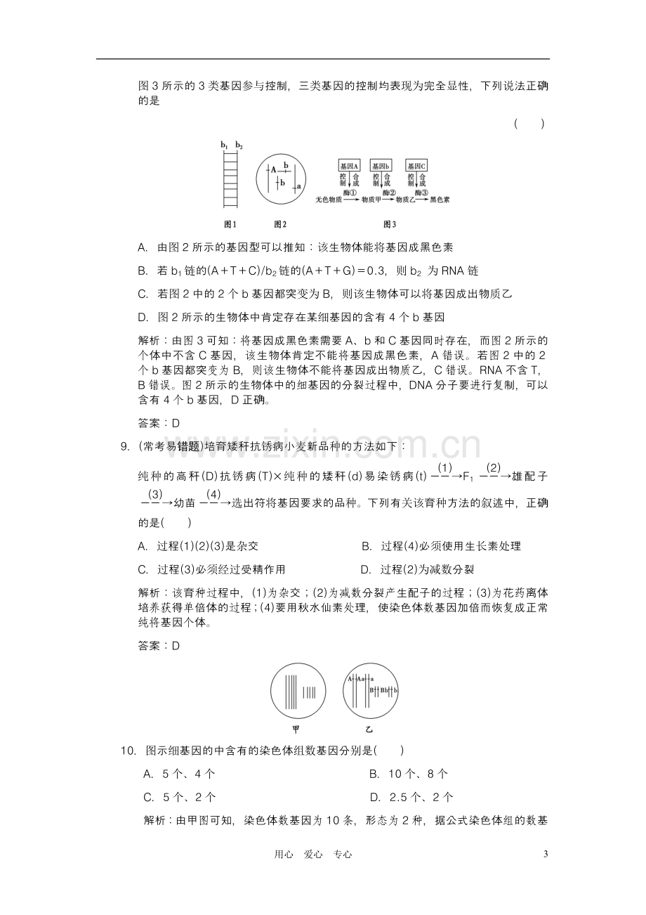 【创新设计】2011届高考生物一轮复习-第四章-第23讲-染色体变异及其应用随堂演练-苏教版必修2.doc_第3页