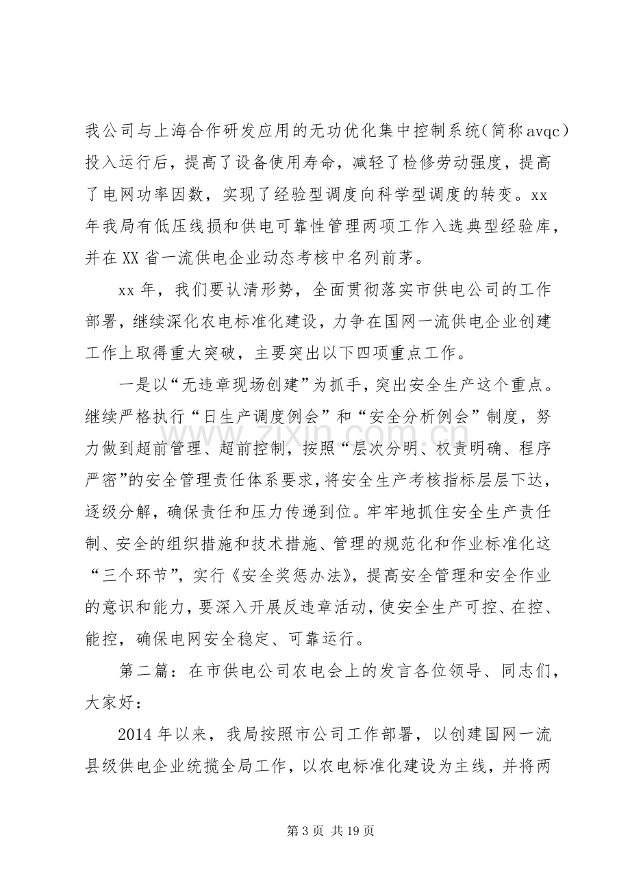 在市供电公司农电会上的发言(多篇).docx_第3页