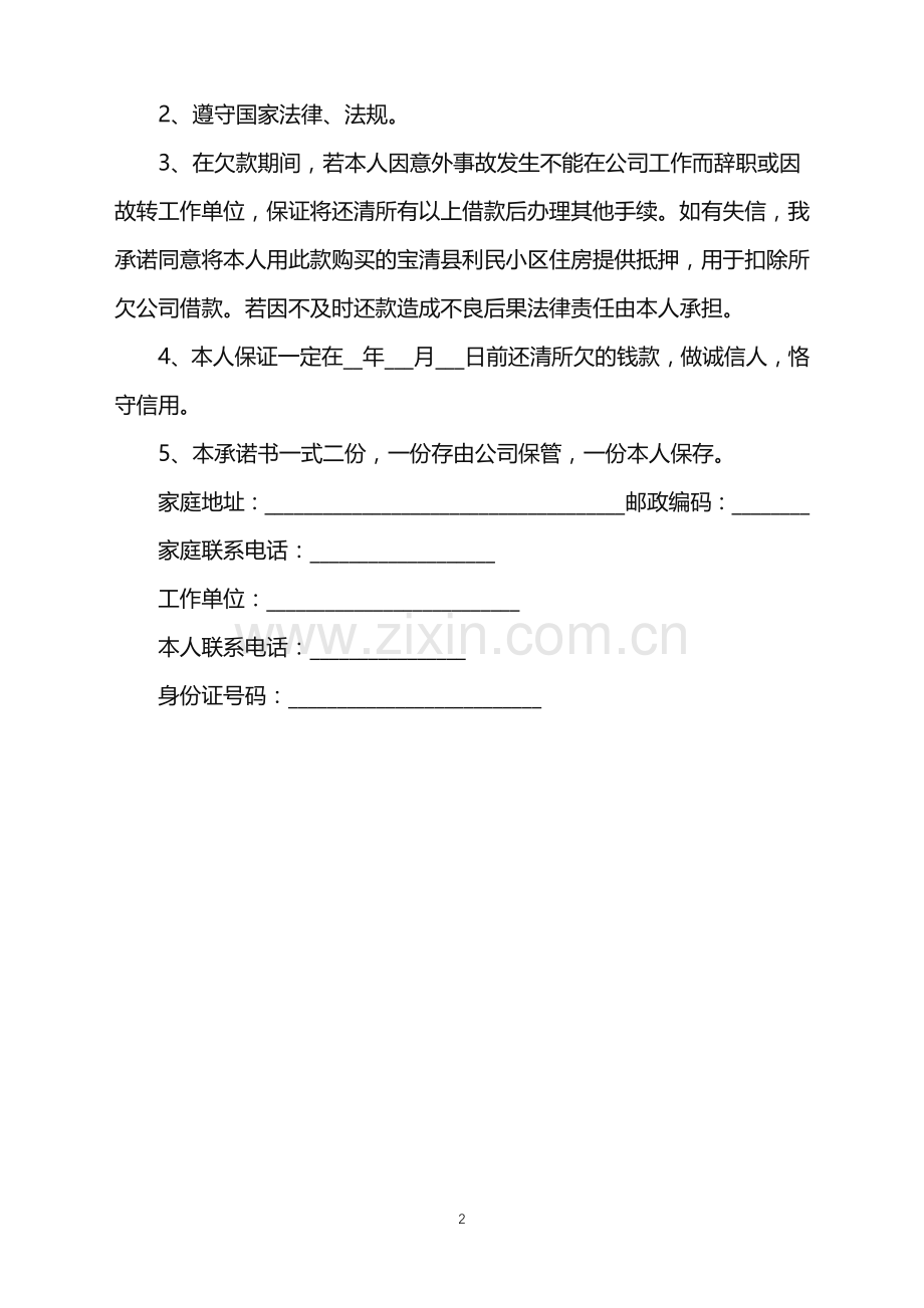 2022年个人对银行还款保证书.doc_第2页